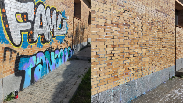 Limpieza de pintadas vandálicas en edificios e instalaciones municipales, priorizando la conservación de Villanueva del Pardillo
